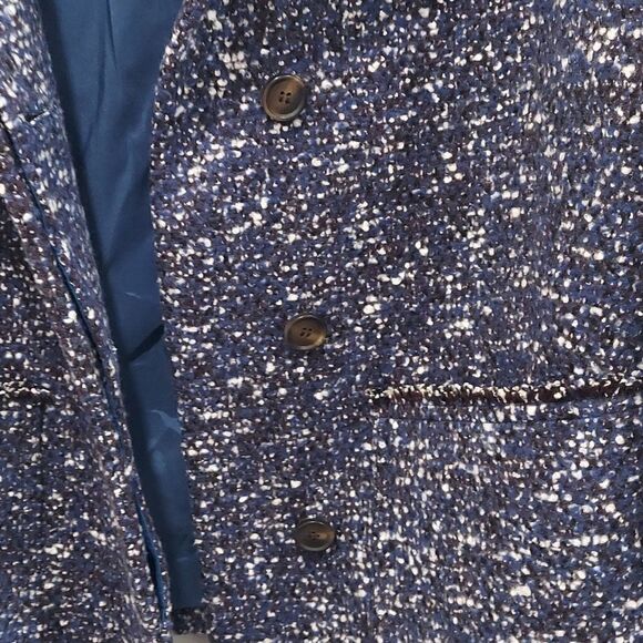 Hugo Boss Julira Tweed Suit Jacket In Pilot Fantasy Fringe Collar Sz 10 - Picture 10 of 15